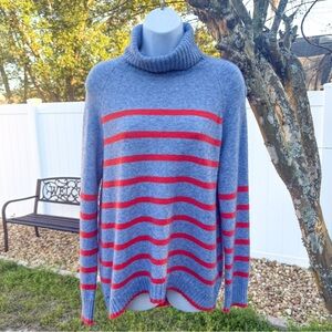 J.Crew Blue & Red Striped Turtleneck Sweater – Size Small
